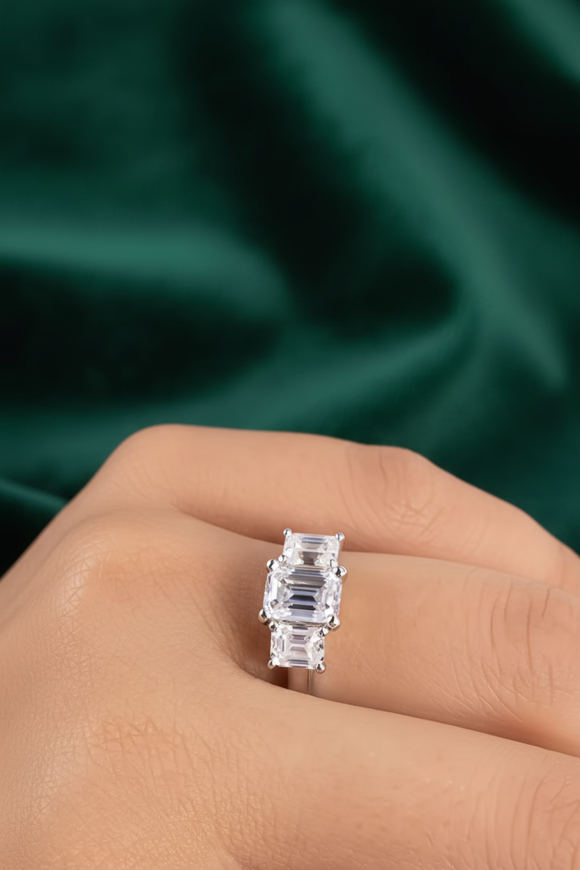 Hunua Emerald Cut Triplet Ring
